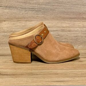 Sofft Ridgy Brown Leather Clog Block Heels W Accent Buckle Size 10